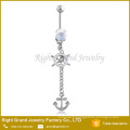 Rhinestone Rudder Anchor Basic Body Piercing Jewelry Belly Button Navel Ring